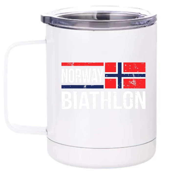 Norway Biathlon Target Skiing Shooting Competition Biathlete Front & Back 12oz Stainless Steel Tumbler Cup