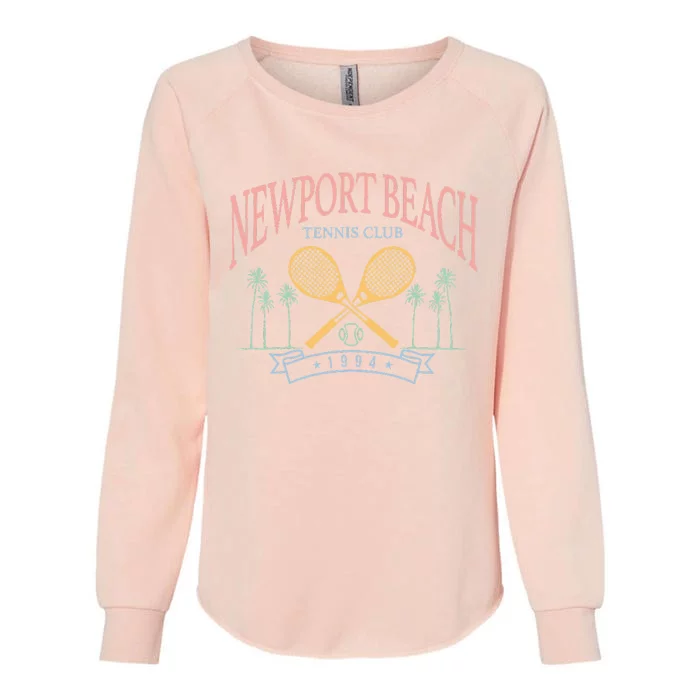 Newport Beach Tennis Club Crossed Racquets Womens California Wash Sweatshirt