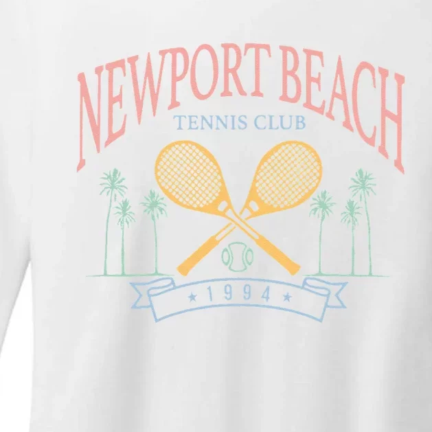 Newport Beach Tennis Club Crossed Racquets Womens CVC Long Sleeve Shirt