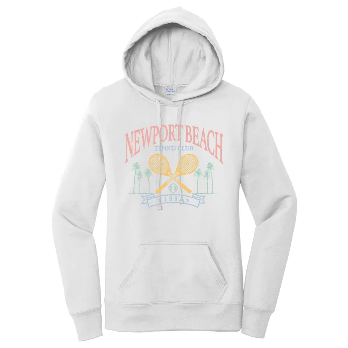 Newport Beach Tennis Club Crossed Racquets Women's Pullover Hoodie