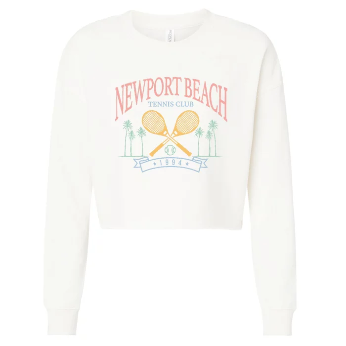 Newport Beach Tennis Club Crossed Racquets Cropped Pullover Crew