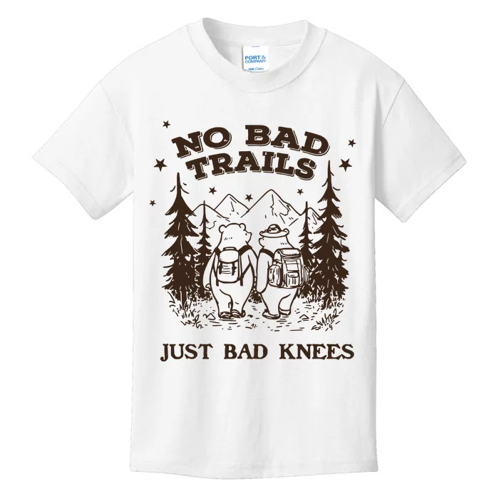 No Bad Trails Just Bad Knees Cute Bears Hiking Vintage Kids T-Shirt