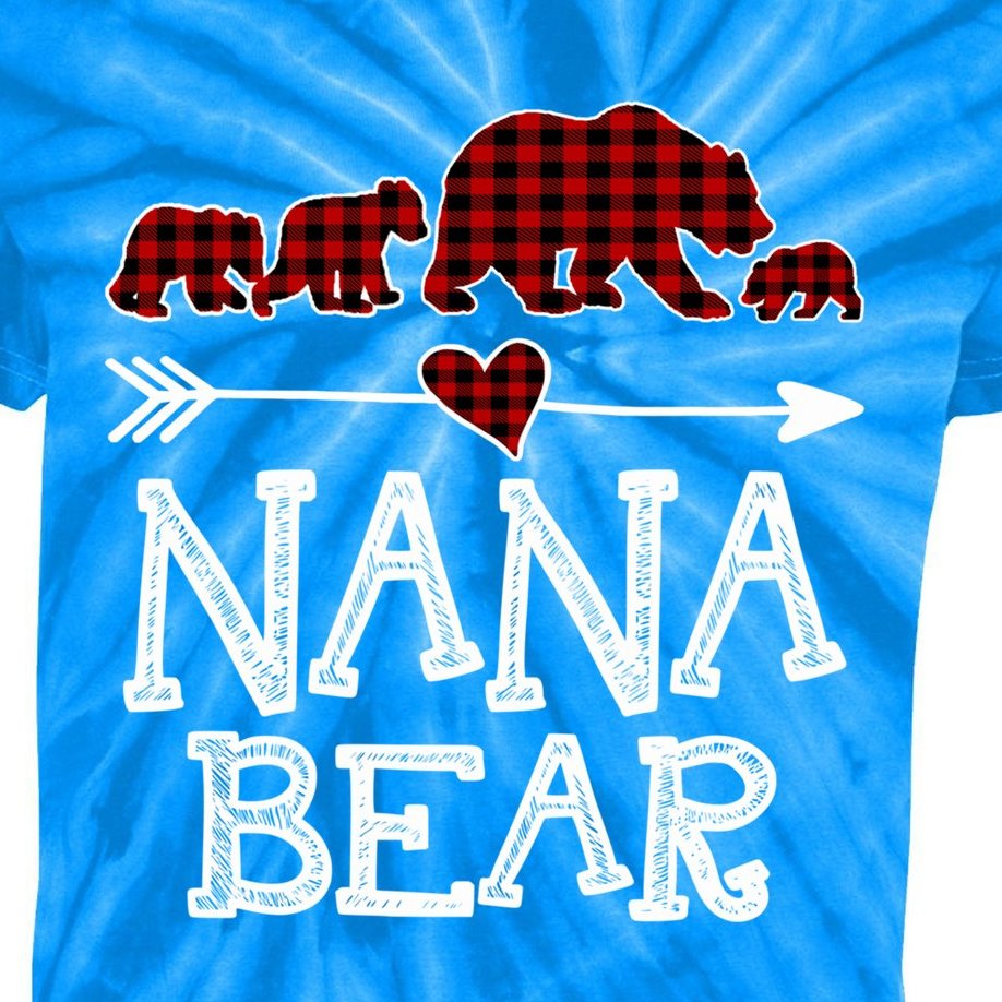 Nana Bear Three Cubs Red Plaid Mama Christmas Pajama Gift Kids Tie-Dye T-Shirt