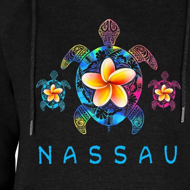 Nassau Bahamas Tribal Tie Dye Sea Turtle Womens Funnel Neck Pullover Hood