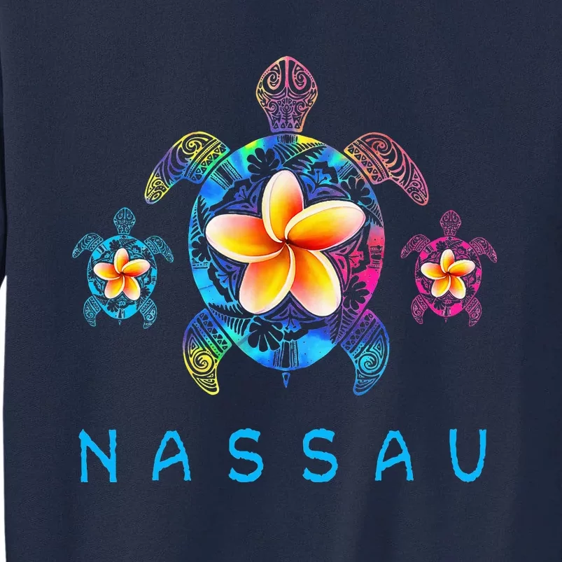 Nassau Bahamas Tribal Tie Dye Sea Turtle Tall Sweatshirt