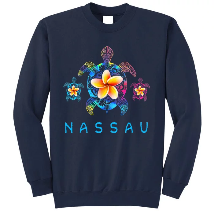 Nassau Bahamas Tribal Tie Dye Sea Turtle Tall Sweatshirt