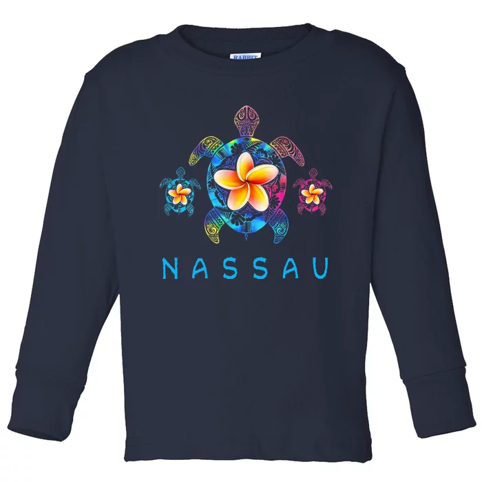 Nassau Bahamas Tribal Tie Dye Sea Turtle Toddler Long Sleeve Shirt