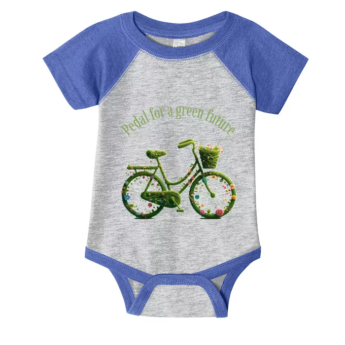 National Bike To Work Day Pedal Green Future Design Funny Gift Infant Baby Jersey Bodysuit