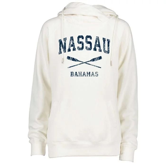 Nassau Bahamas Vintage Nautical Paddles Sports Oars Womens Funnel Neck Pullover Hood