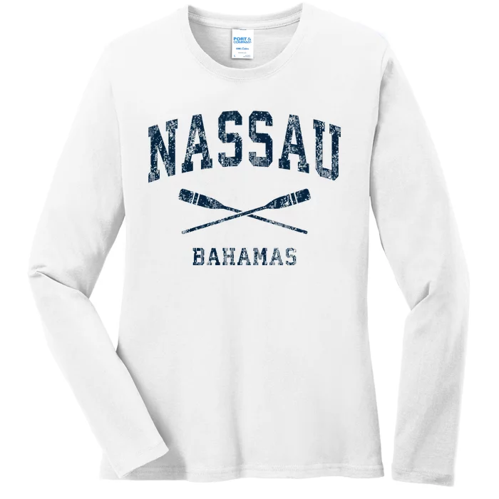 Nassau Bahamas Vintage Nautical Paddles Sports Oars Ladies Long Sleeve Shirt