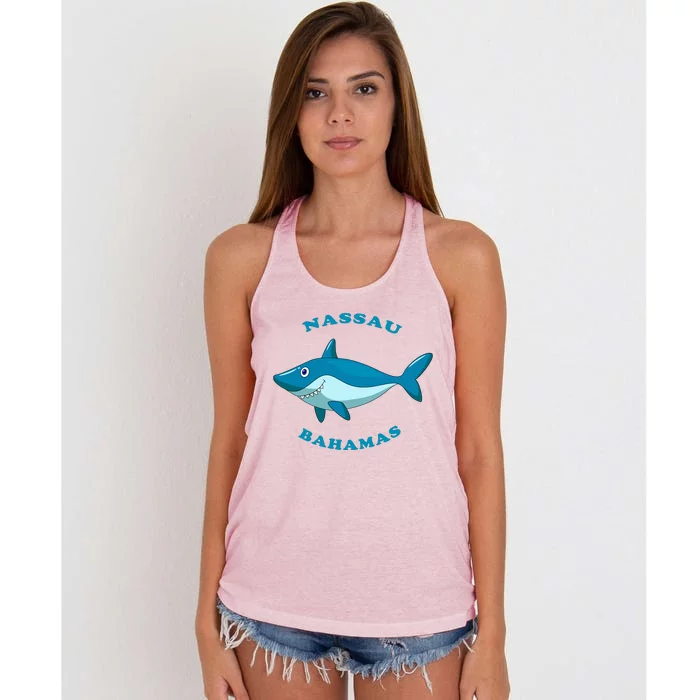 Nassau Bahamas Vintage ChildrenS Shark Vacation Gift Women's Knotted Racerback Tank