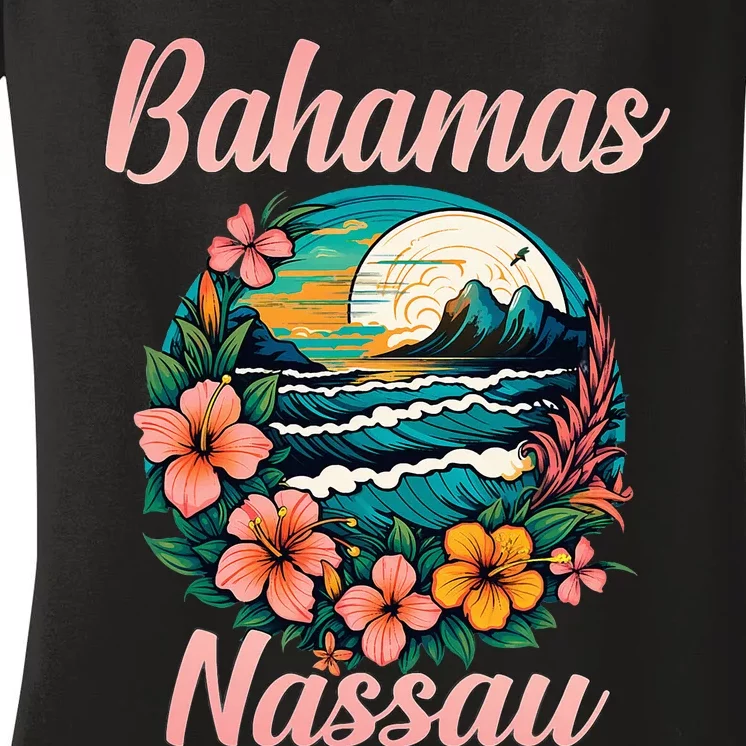 Nassau Bahamas Vacation Proud Bahamas Bahamian Beach Women's V-Neck T-Shirt