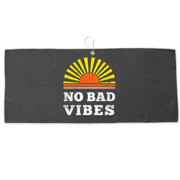 No Bad Vibes Retro Summer Sunset Think Positive Wellbeing Large Microfiber Waffle Golf Towel