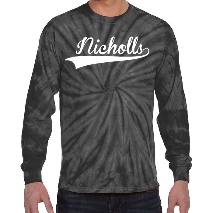 Nicholls Baseball Vintage Retro Tie-Dye Long Sleeve Shirt