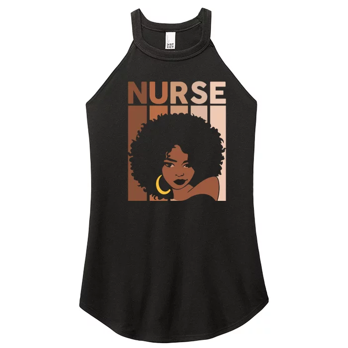 Nurse Black Woman Magic Afro Melanin Queen Black History Women’s Perfect Tri Rocker Tank