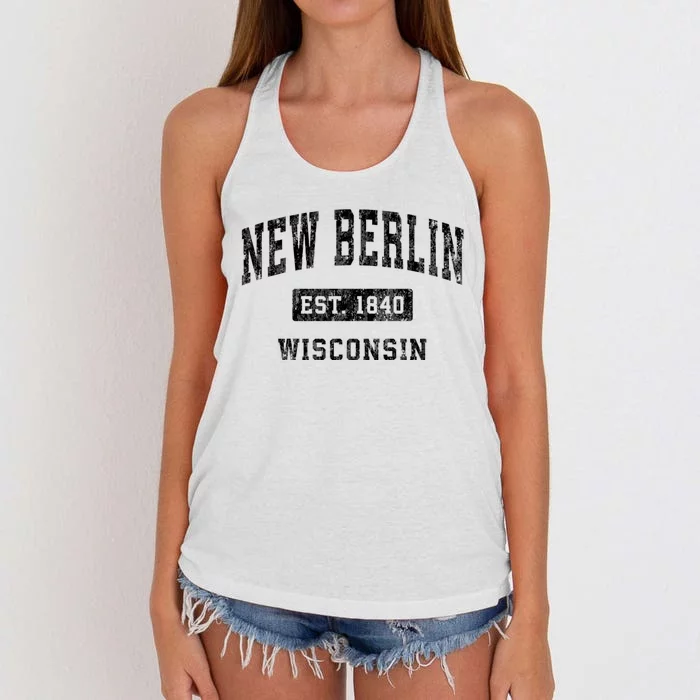 New Berlin Wisconsin Wi Vintage Established Sports Design Women's Knotted Racerback Tank