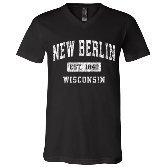 New Berlin Wisconsin Wi Vintage Established Sports V-Neck T-Shirt