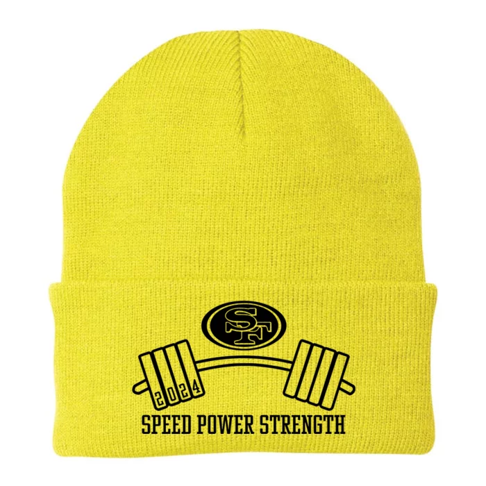 Nick Bosa Wearing 2024 Speed Power Strength Knit Cap Winter Beanie