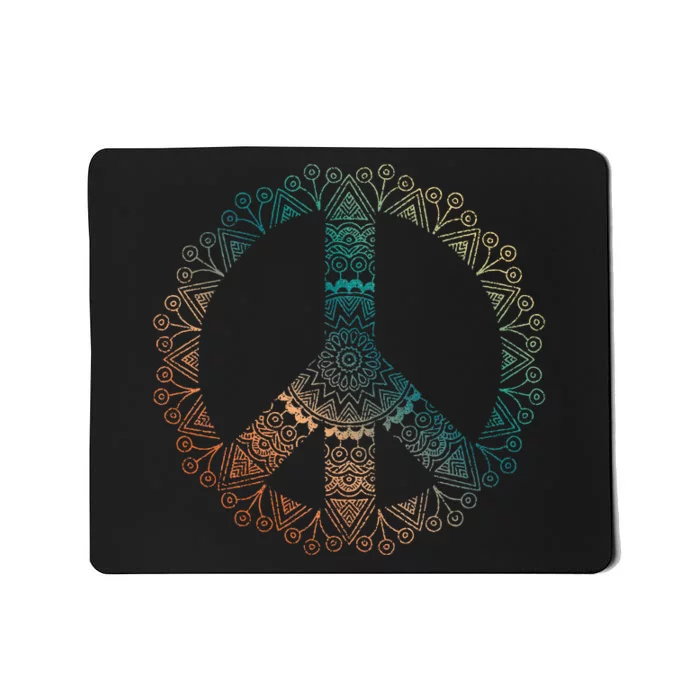 Neutral Boho Yoga Ornate Mandala Peace Sign Hippie Mousepad