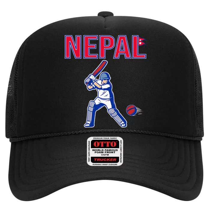 Nepal Cricket 2024 Nepal Flag Cricket High Crown Mesh Trucker Hat