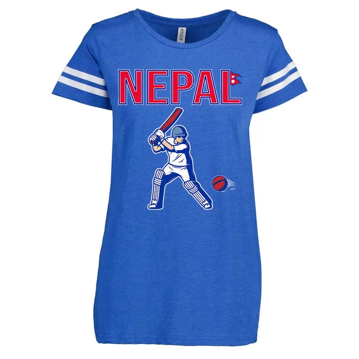 Nepal Cricket 2024 Nepal Flag Cricket Enza Ladies Jersey Football T-Shirt