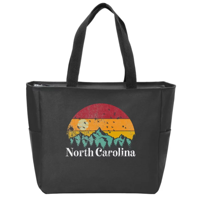 North Carolina 70s 80s Vintage Mountain Ski Hiking Zip Tote Bag