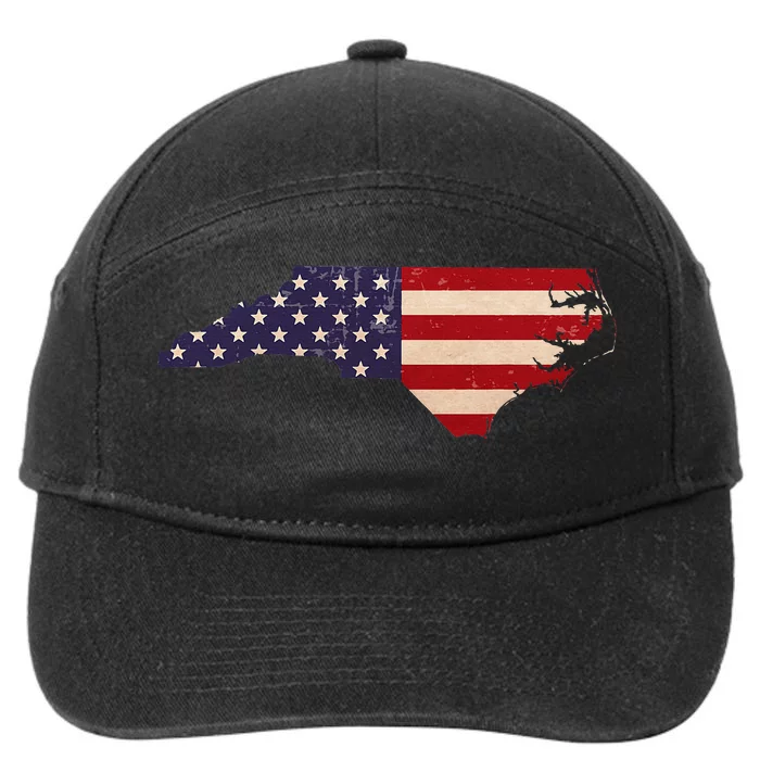 North Carolina American Flag Vintage 7-Panel Snapback Hat