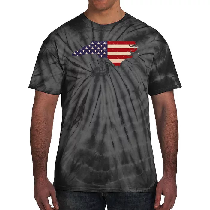 North Carolina American Flag Vintage Tie-Dye T-Shirt