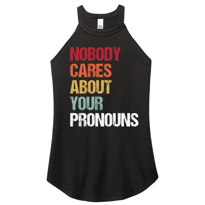 Nobody Cares About Your Pronouns Women’s Perfect Tri Rocker Tank