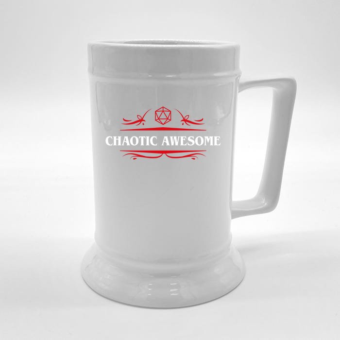 Nerdy Chaotic Awesome Alignt Polyhedral Gift Front & Back Beer Stein