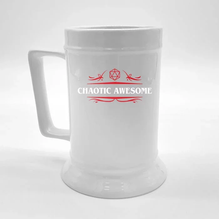 Nerdy Chaotic Awesome Alignt Polyhedral Gift Front & Back Beer Stein