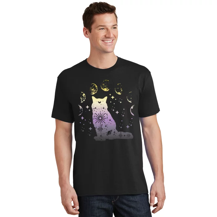 Nonbinary Cat Astronomy Non Binary Enby Lgbt T-Shirt