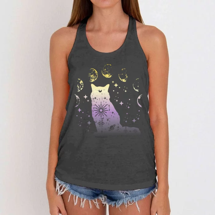 Nonbinary Cat Astronomy Non Binary Enby Lgbt Women's Knotted Racerback Tank