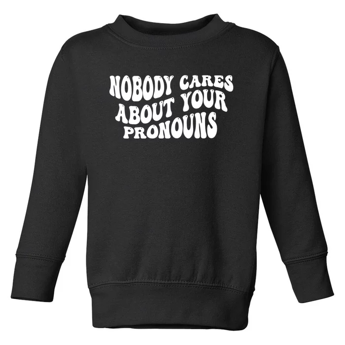 Nobody Cares About Your Pronouns Toddler Sweatshirt