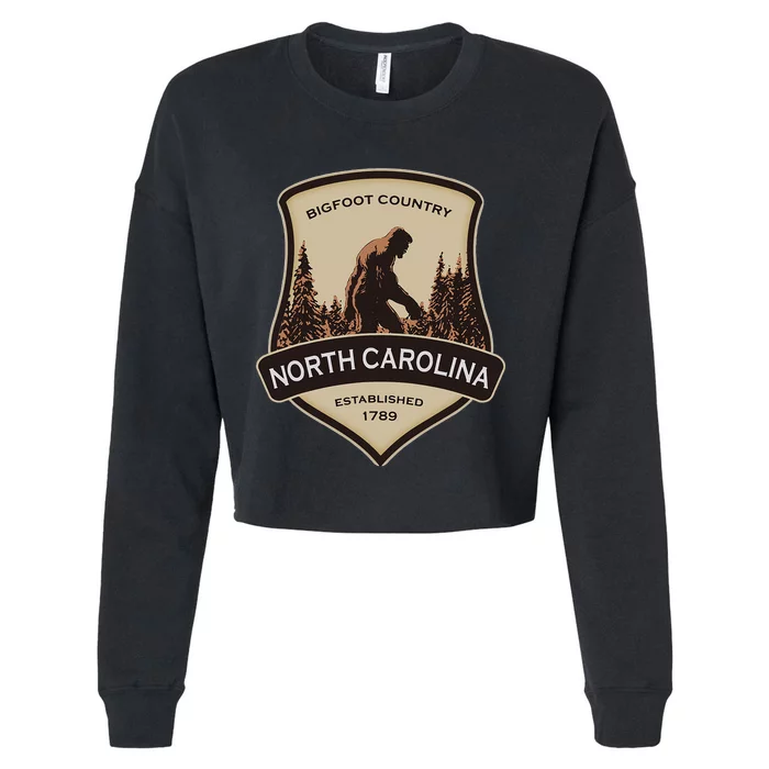 North Carolina And A Bigfoot Or A Sasquatch Cropped Pullover Crew