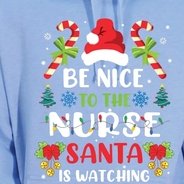 Nurse Christmas Be Nice To The Nurse Santa Is Watching Unisex Surf Hoodie