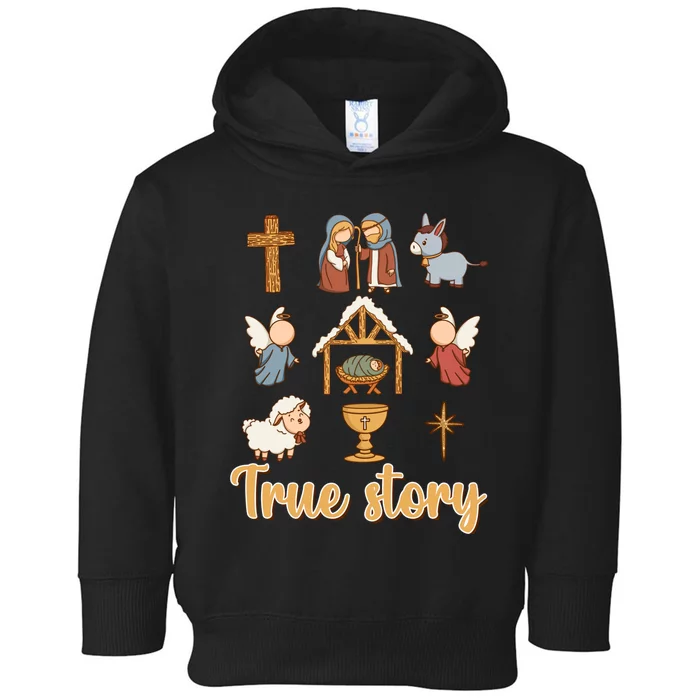 Nativity Christmas Baby God Jesus Christian True Story Toddler Hoodie