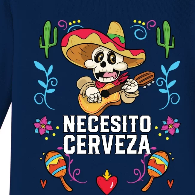 Necesito Cerveza Beer Er Alcoholic Mexican Gift Baby Long Sleeve Bodysuit