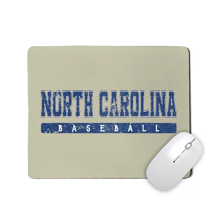 North Carolina Baseball Blue Vintage Text Mousepad