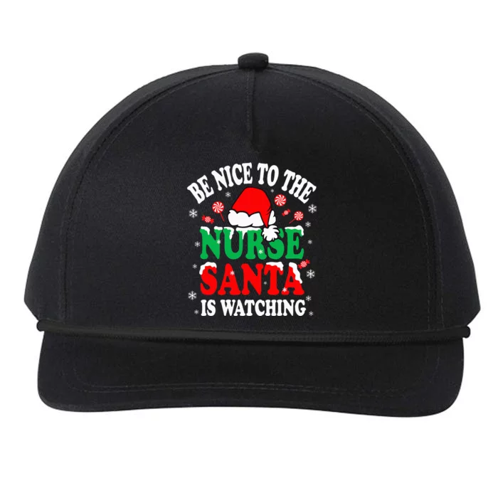 Nurse Christmas Be Nice To The Nurse Santa is Watching Snapback Five-Panel Rope Hat