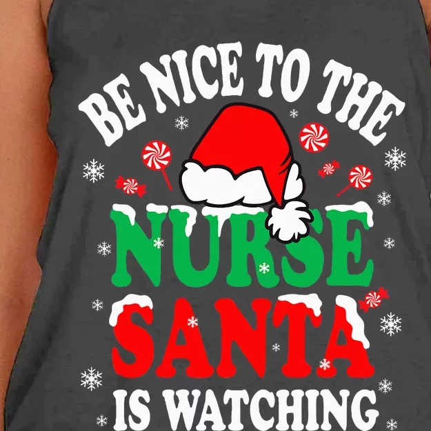 Nurse Christmas Be Nice To The Nurse Santa is Watching Women's Knotted Racerback Tank