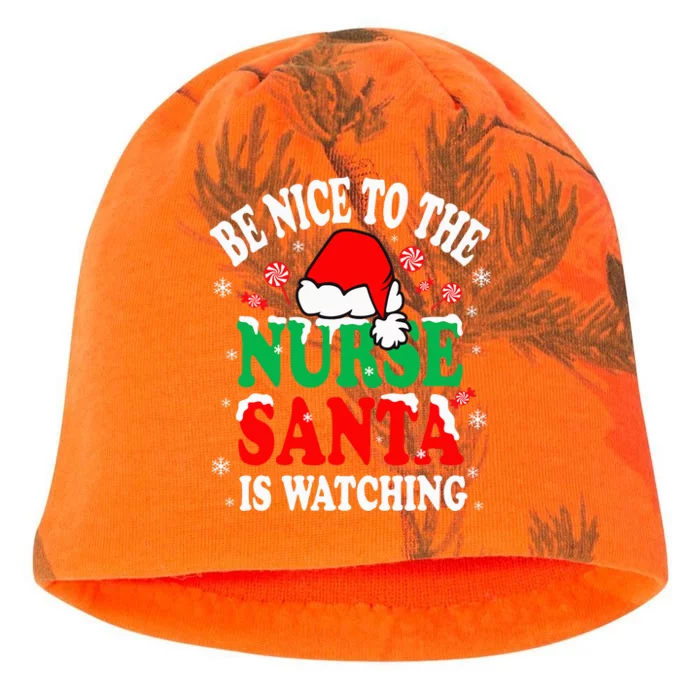 Nurse Christmas Be Nice To The Nurse Santa is Watching Kati - Camo Knit Beanie