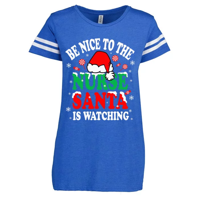 Nurse Christmas Be Nice To The Nurse Santa is Watching Enza Ladies Jersey Football T-Shirt