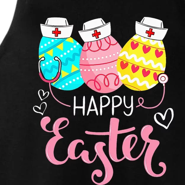 Nursing Cute Bunny Egg Nurse Stethoscope Happy Easter Day Ladies Tri-Blend Wicking Tank