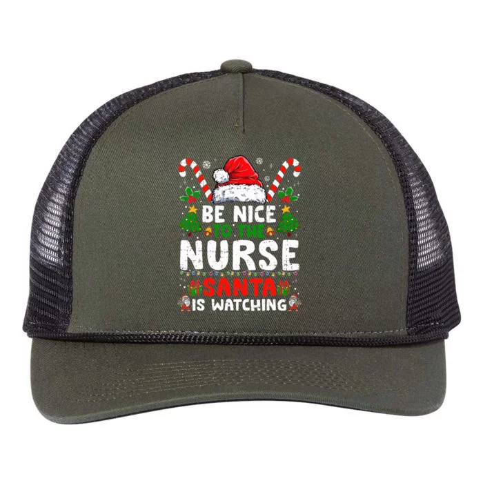 Nurse Christmas Be Nice To The Nurse Santa Is Watching Retro Rope Trucker Hat Cap