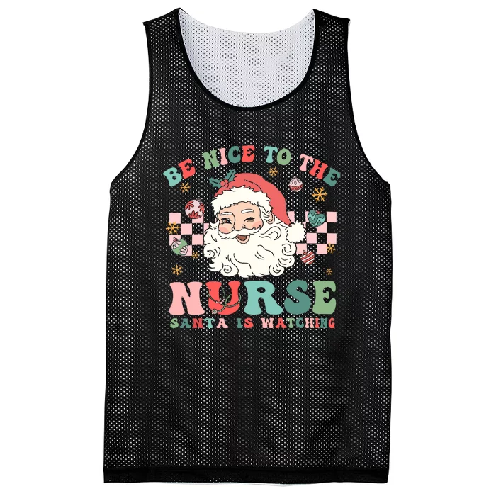 Nurse Christmas Be Nice To The Nurse Santa Is Watching Mesh Reversible Basketball Jersey Tank