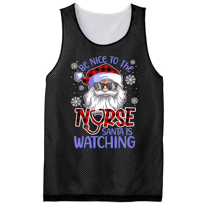 Nurse Christmas Be Nice To The Nurse Santa Is Watching Mesh Reversible Basketball Jersey Tank