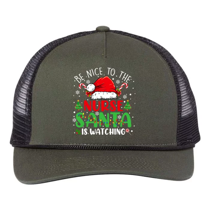 Nurse Christmas Be Nice To The Nurse Santa Is Watching Gift Retro Rope Trucker Hat Cap