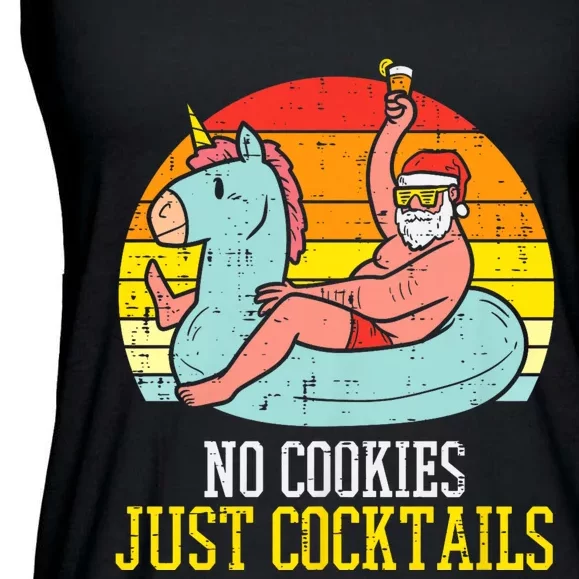 No Cookies Cocktails Santa Summer Christmas In July Xmas Ladies Essential Flowy Tank