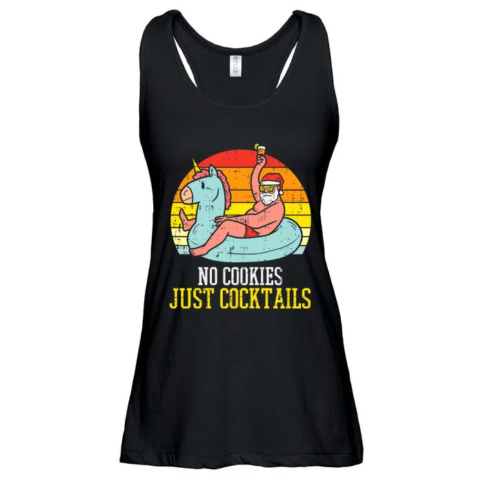 No Cookies Cocktails Santa Summer Christmas In July Xmas Ladies Essential Flowy Tank